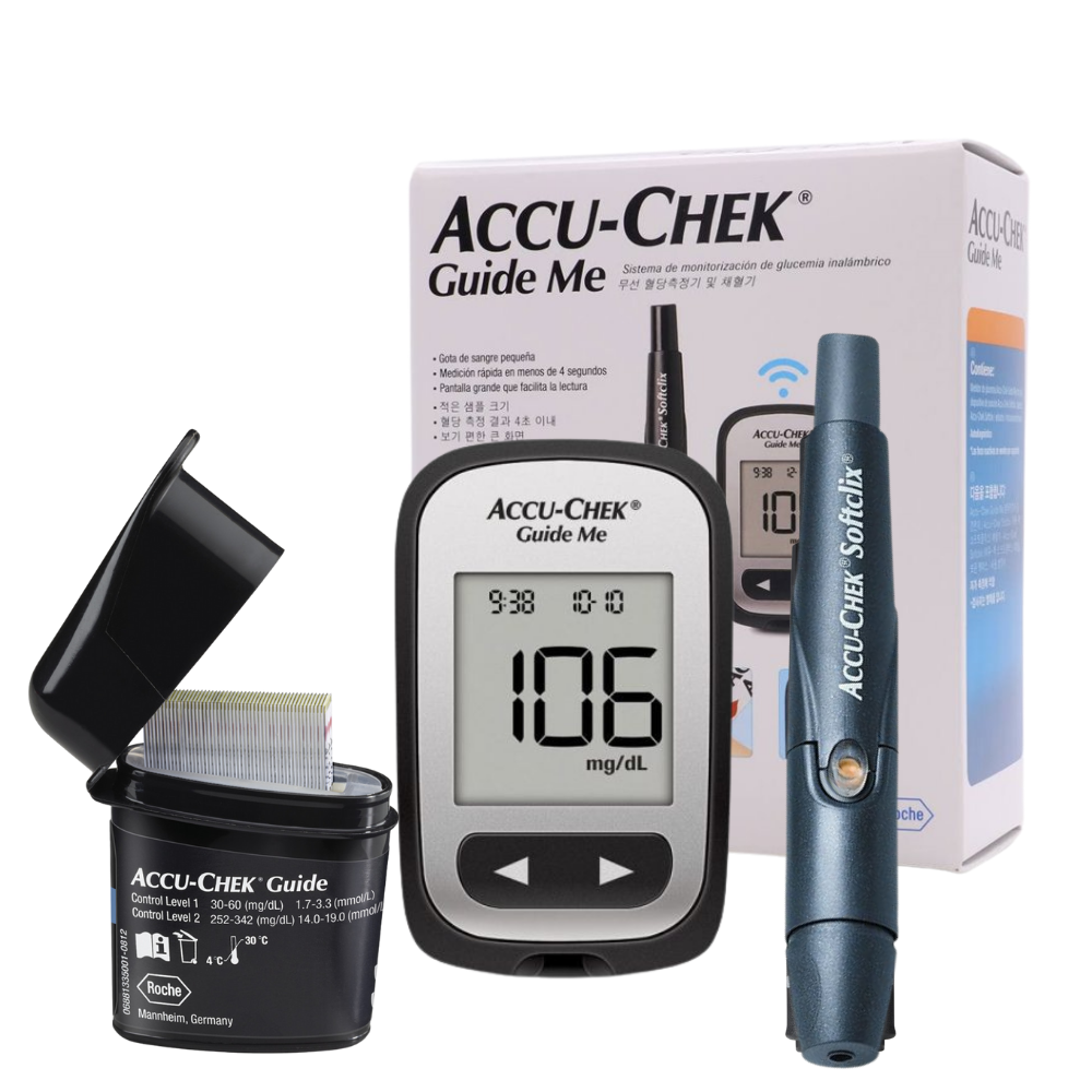 PACK ROCHE GLUCÓMETRO ACCU CHEK® GUIDE ME 50 TIRAS + 50 LANCETA - 1