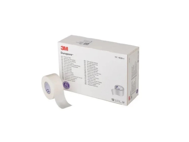 PACK 12 TELA 3M DURAPORE 2.5 CM X 9.1 M 1538-1 - 1