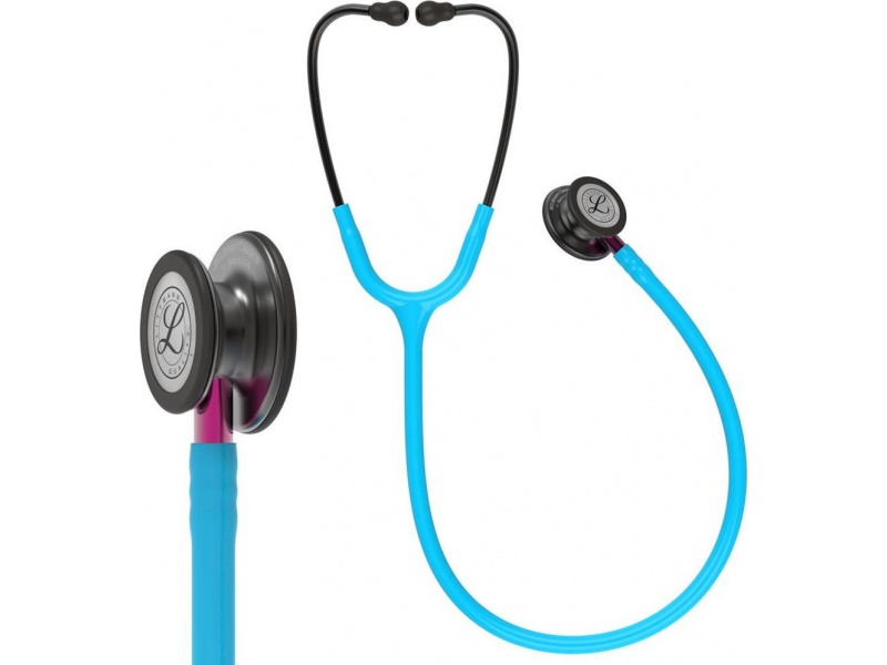 FONENDOSCOPIO 3M LITTMANN CLASSIC III TURQUESA SMOKE VÁSTAGO VIOLETA 5872 + ESTUCHE AZUL REY - 1