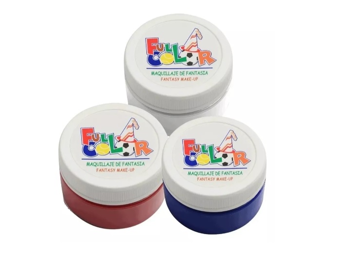 PACK X3 PINTURA LABORATORIO HUDSON MAQUILLAJE FANTASÍA FULL COLOR BLANCO AZUL ROJO 40 GR - 1