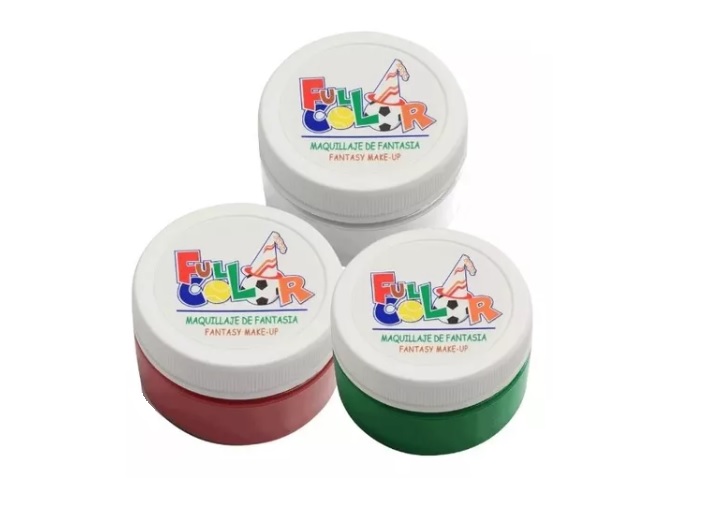 PACK X3 PINTURA LABORATORIO HUDSON MAQUILLAJE FANTASÍA FULL COLOR BLANCO VERDE ROJO 40 GR - 1