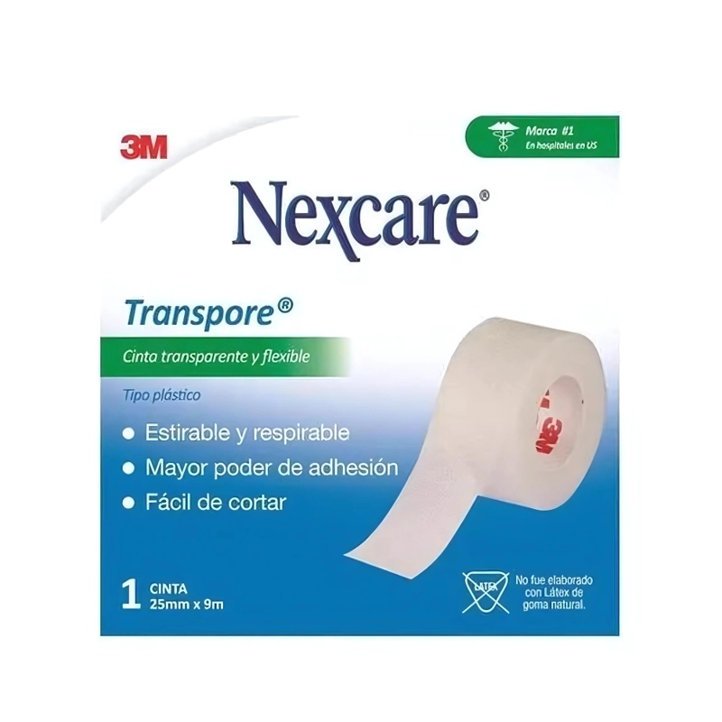 CINTA ADHESIVA NEXCARE TRANSPORE – 12.5 MM X 9.1 M - 1