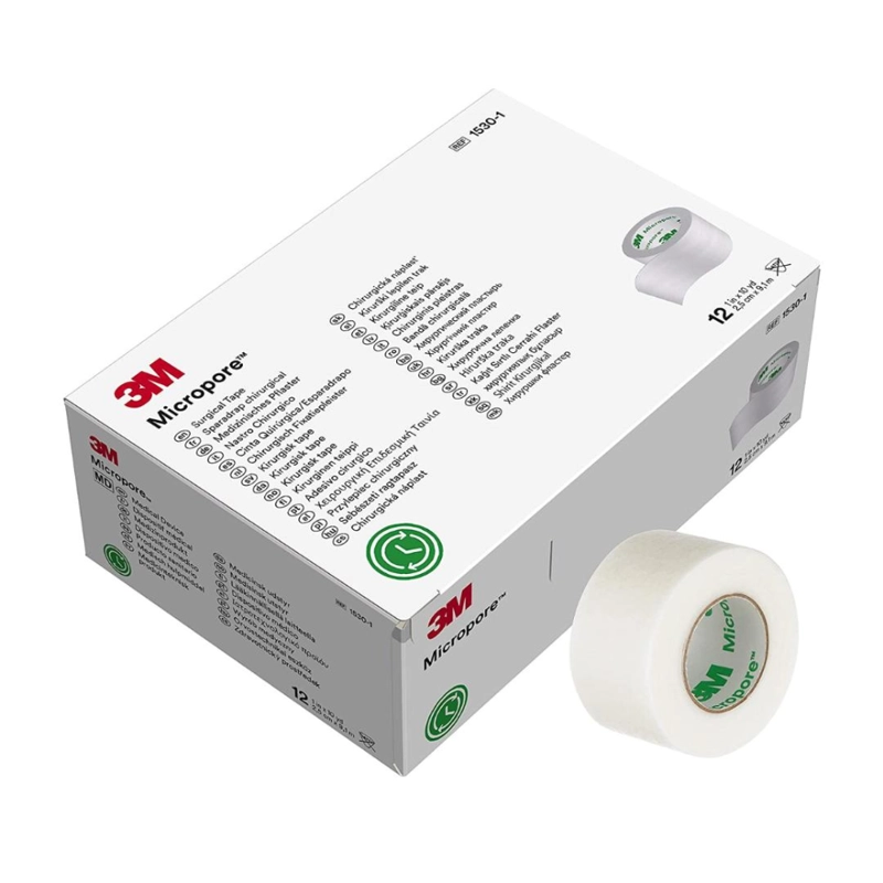 TELA MICROPORE 3M 2.5 CM X 9.1 M BLANCA 1530-1 – CAJA 12 UND (SIN DISPENSADOR) - 1