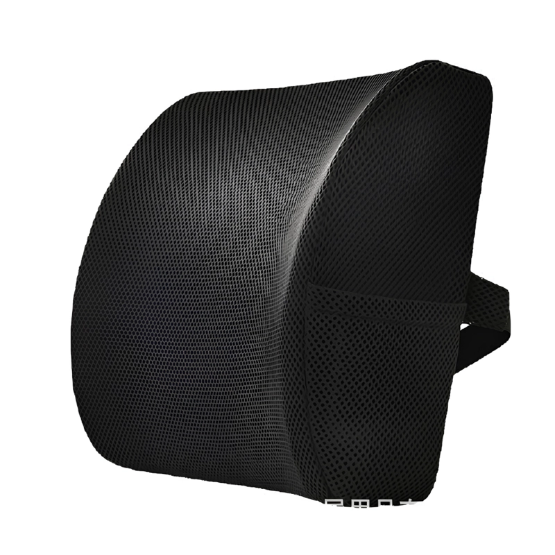COJIN NEGRO LUMBAR ERGONOMICO DE MEMORY FOAM CON MALLA 3D MEDIANO - 1