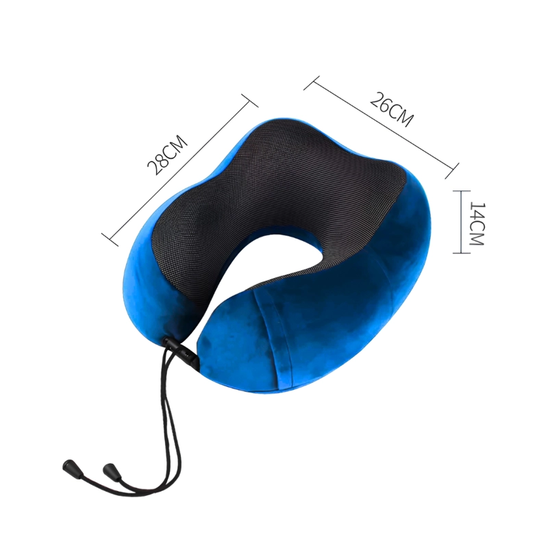 COJIN DE CUELLO ERGONOMICO DE MEMORY FOAM COLOR AZUL - 1