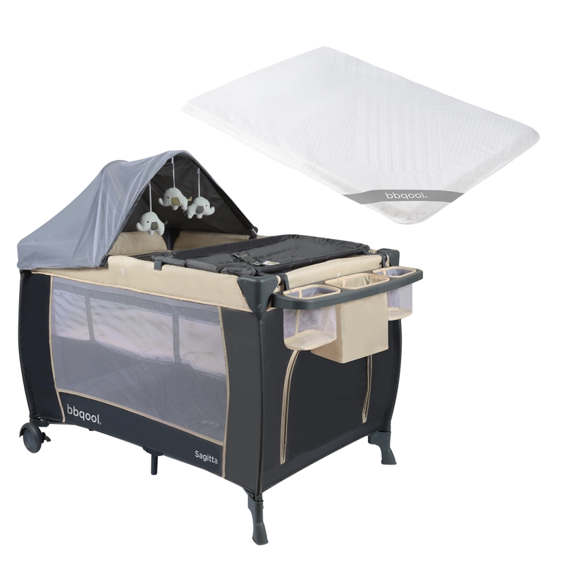 CUNA PLAYARD SAGITTA BEIGE + COLCHON DE VIAJE PLEGABLE - 1