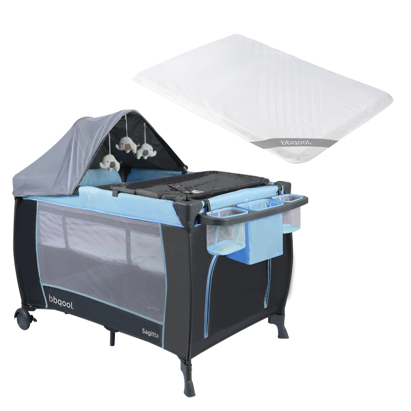 CUNA PLAYARD SAGITTA AZUL + COLCHON DE VIAJE PLEGABLE - 1