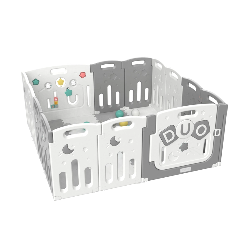 CORRAL DIDACTICO DE JUEGOS DUO GRIS + ALFOMBRA + PELOTAS - 1