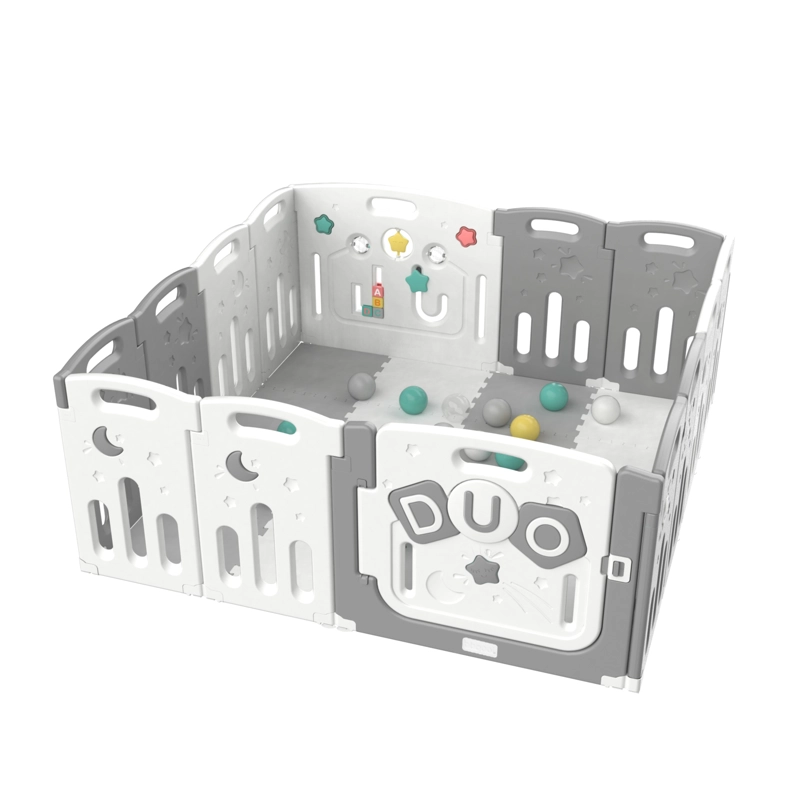 CORRAL DIDACTICO DE JUEGOS DUO GRIS + ALFOMBRA + PELOTAS - 3