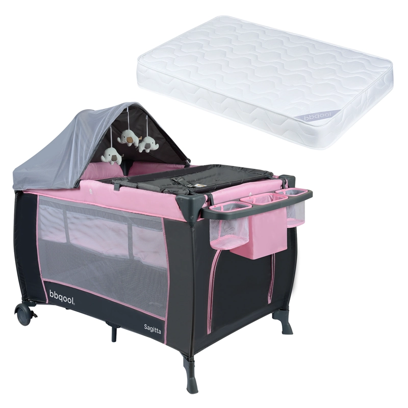 CUNA PLAYARD SAGITTA ROSADO + COLCHON DE ESPUMA - 1