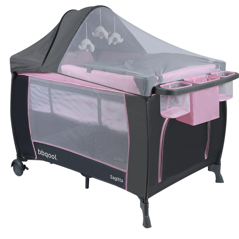 CUNA PLAYARD SAGITTA ROSADO + COLCHON DE ESPUMA - 2