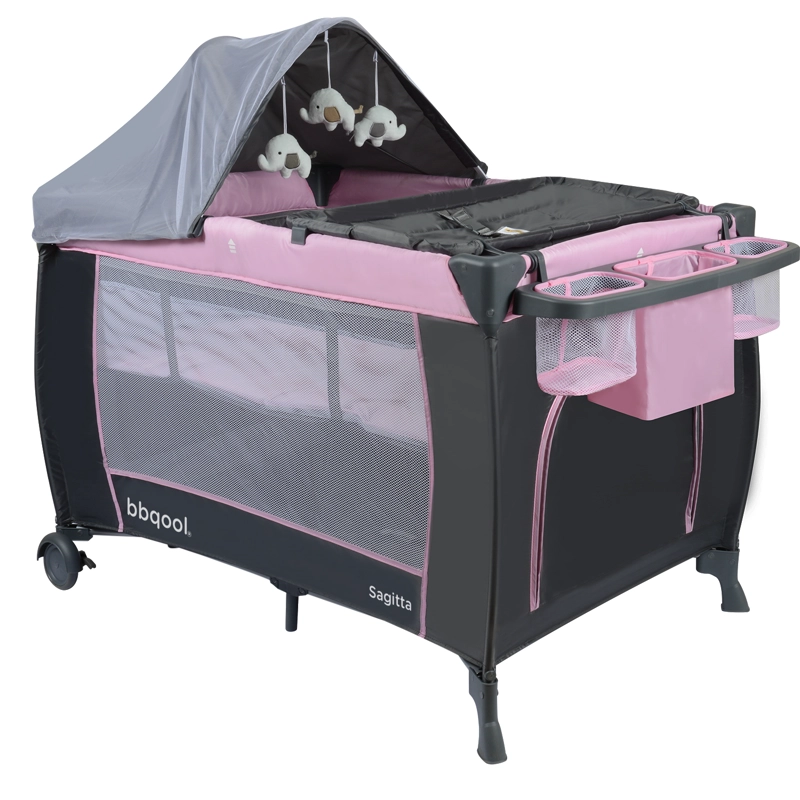 CUNA PLAYARD SAGITTA ROSADO + COLCHON DE ESPUMA - 3