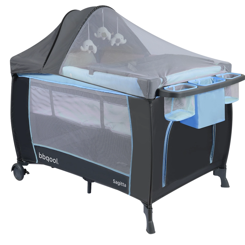 CUNA PLAYARD SAGITTA AZUL + COLCHON DE ESPUMA - 3