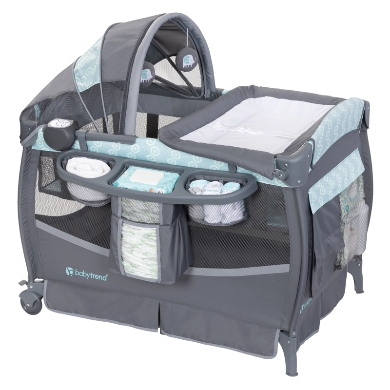CUNA CORRAL DELUXE II HEXAGON GEO CON MUSICA Y MUDADOR - 1