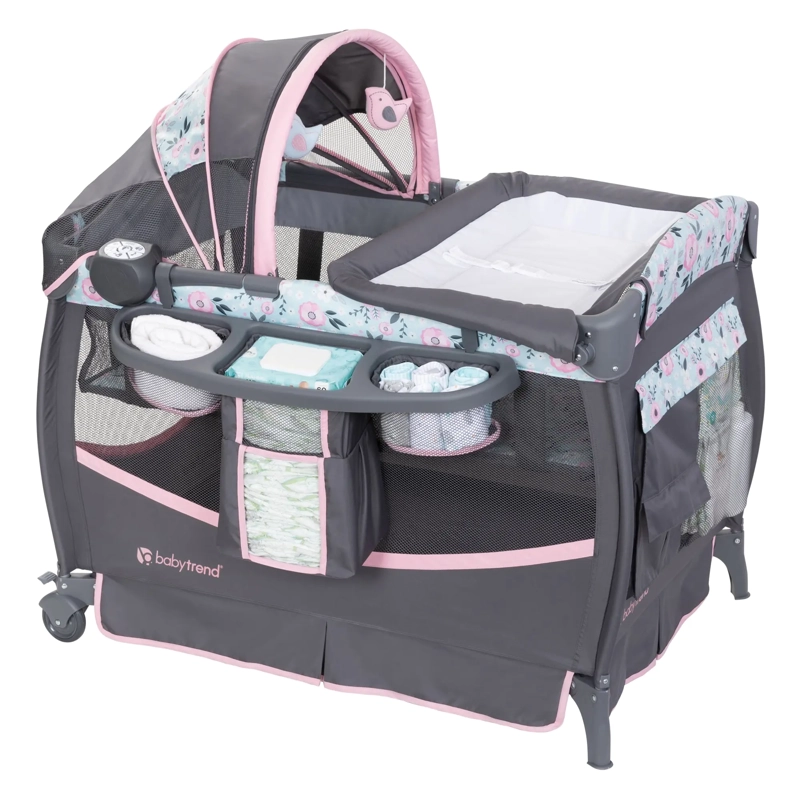 CUNA CORRAL DELUXE II PRIMROSE CON MUSICA Y MUDADOR - 1