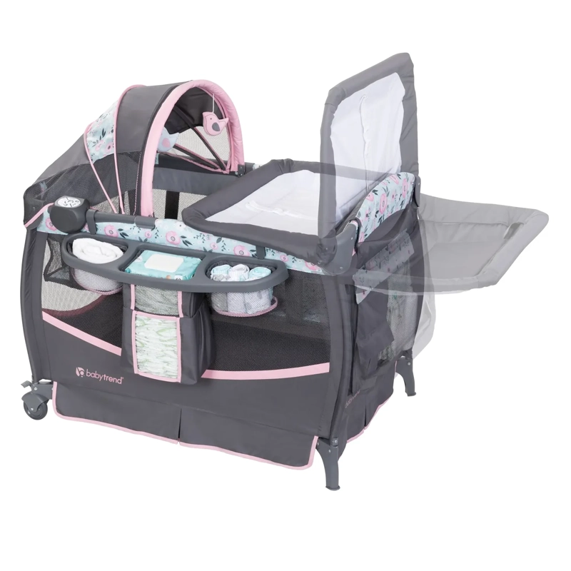 CUNA CORRAL DELUXE II PRIMROSE CON MUSICA Y MUDADOR - 4