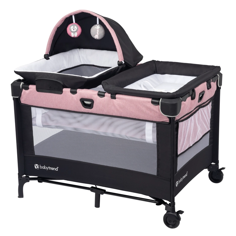 CUNA CORRAL NURSERY DEN CON MOISE S PORTATIL Y MUDADOR ROSADO - 1