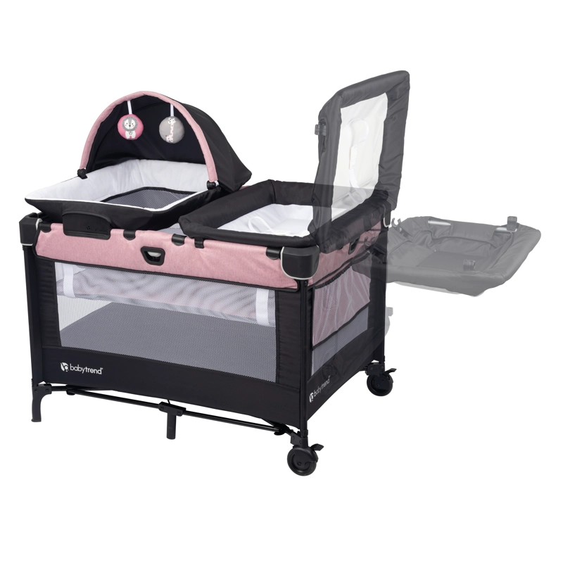 CUNA CORRAL NURSERY DEN CON MOISE S PORTATIL Y MUDADOR ROSADO - 2