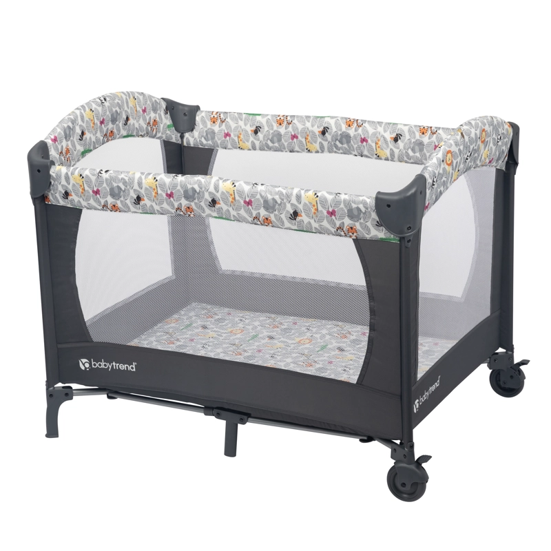 CUNA CORRAL EZ REST SAFARI SNUGGLES GRIS - 3