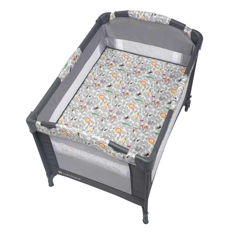 CUNA CORRAL EZ REST SAFARI SNUGGLES GRIS - 4