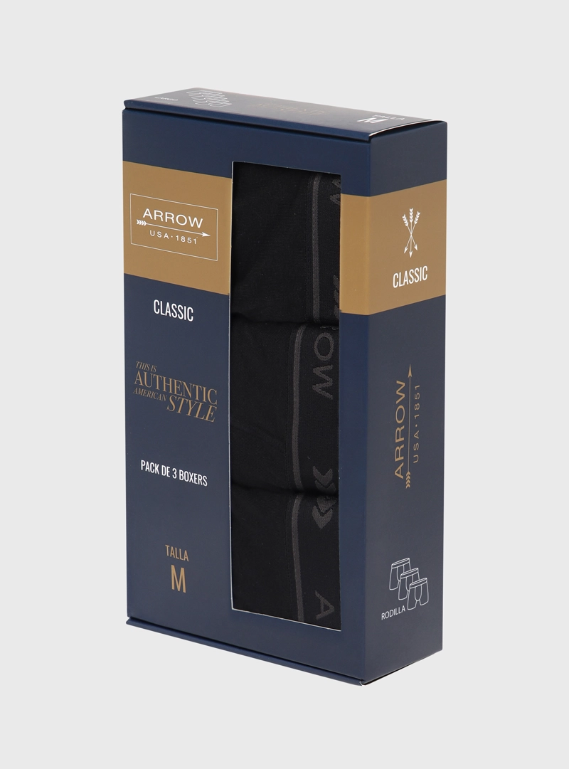 BOXER HOMBRE ARROW PACK X3 ALGODON LISO - 3
