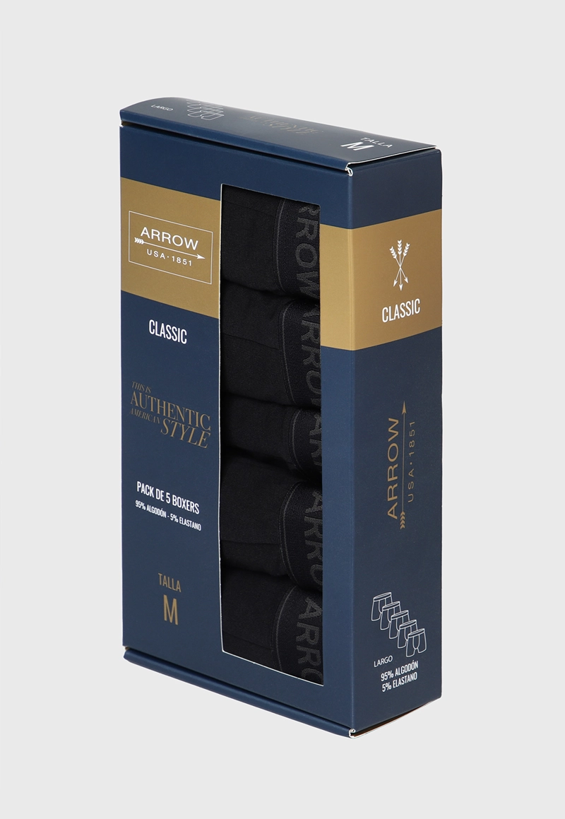 BOXER LARGO 5 UNIDADES LISO ARROW - 3