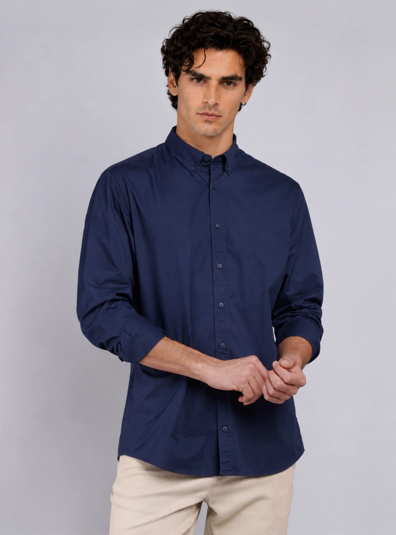 CAMISA HOMBRE ARROW CASUAL LISA MANGA LARGA ALGODON - 1