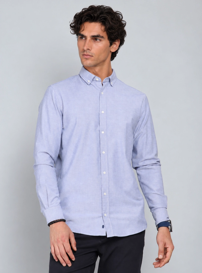 CAMISA HOMBRE ARROW OXFORD SPANDEX ELASTICADA AZUL - 1