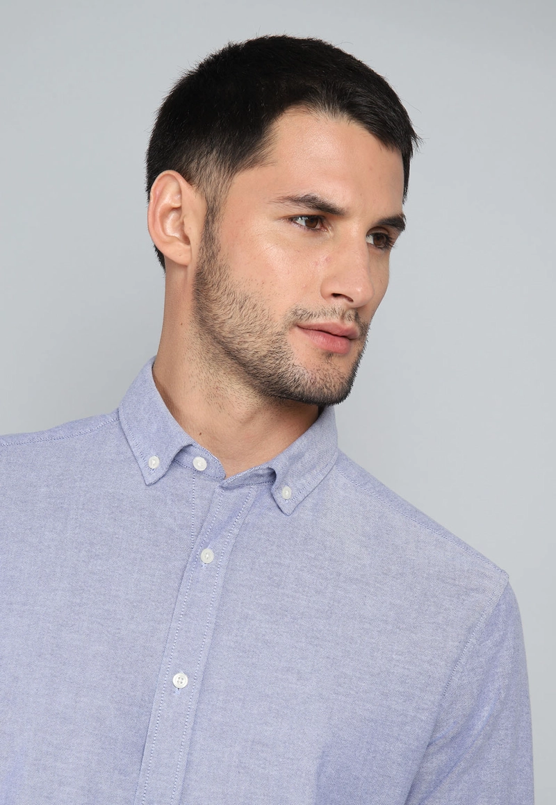 CAMISA HOMBRE ARROW OXFORD SPANDEX ELASTICADA AZUL - 4