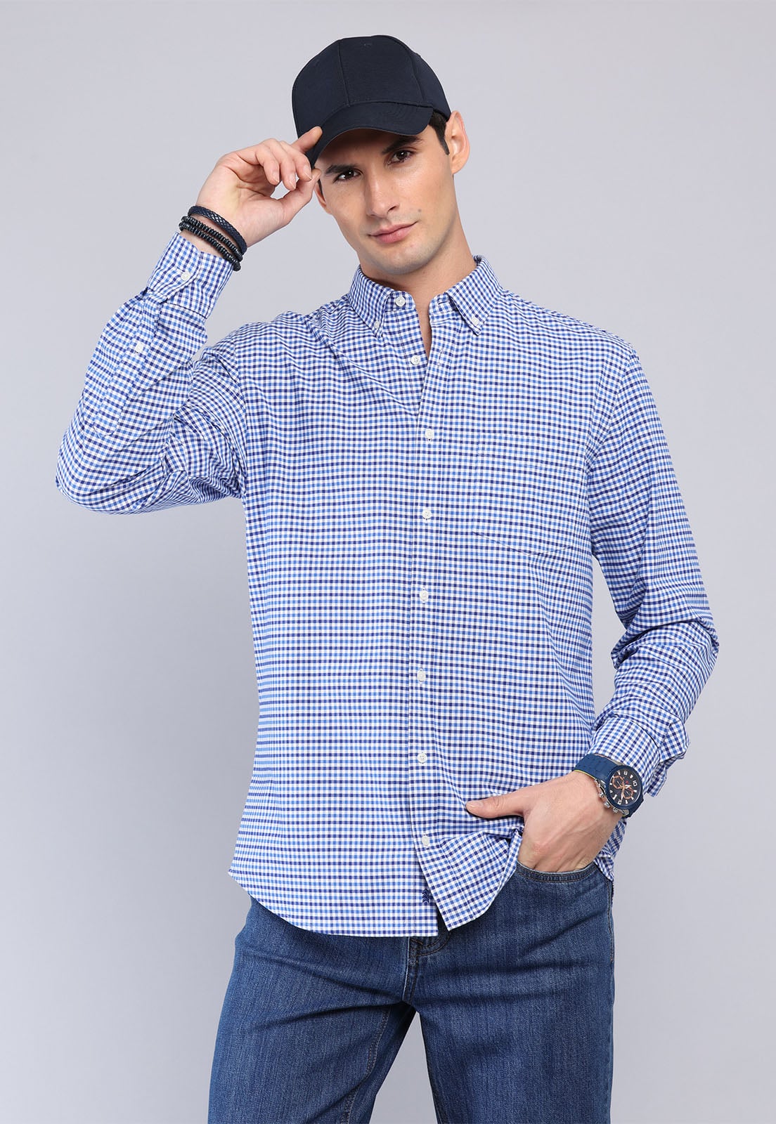 CAMISA DISEÑO CUADROS SPANDEX ARROW - 1