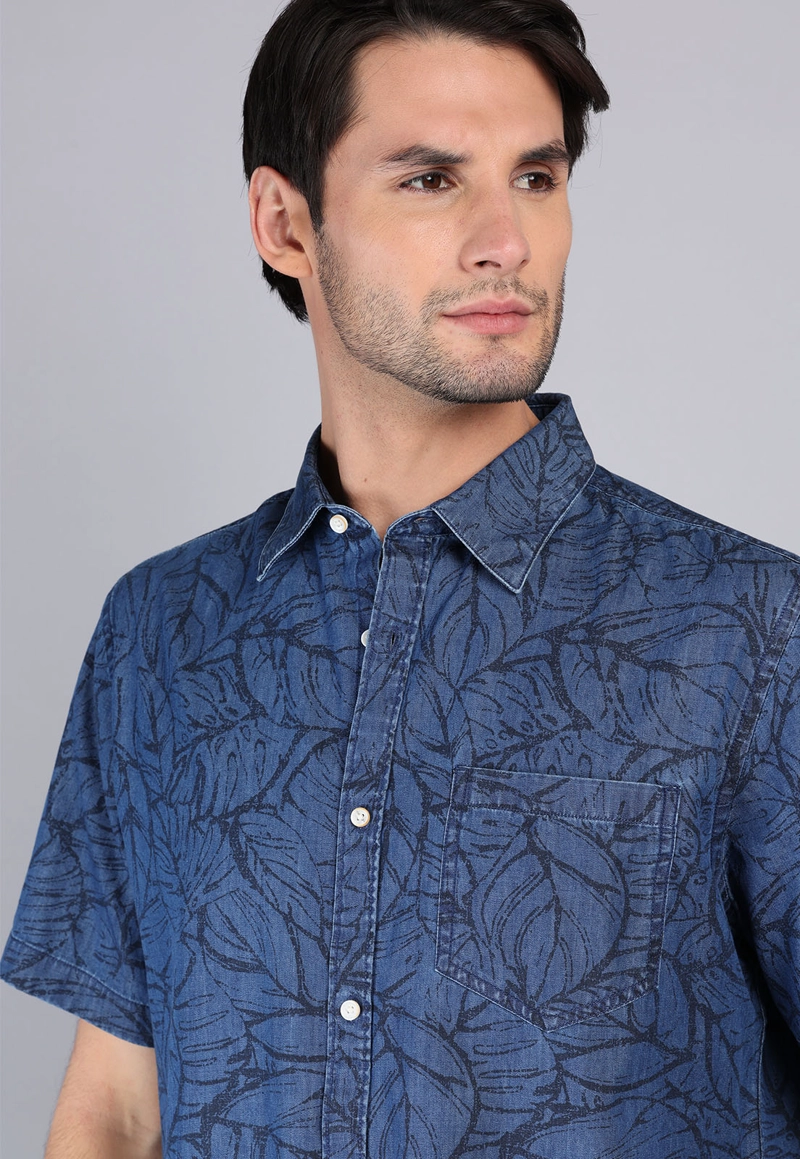 CAMISA DENIM PRINT MANGA CORTA ARROW - 3