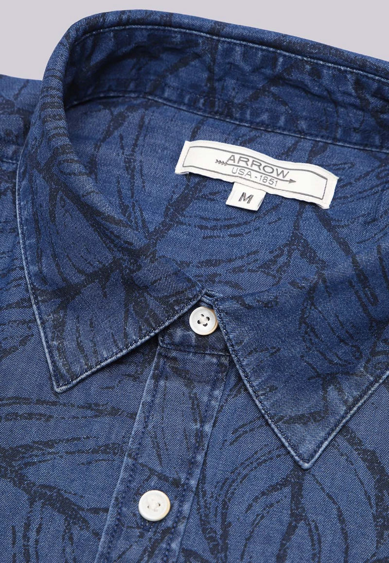 CAMISA DENIM PRINT MANGA CORTA ARROW - 5