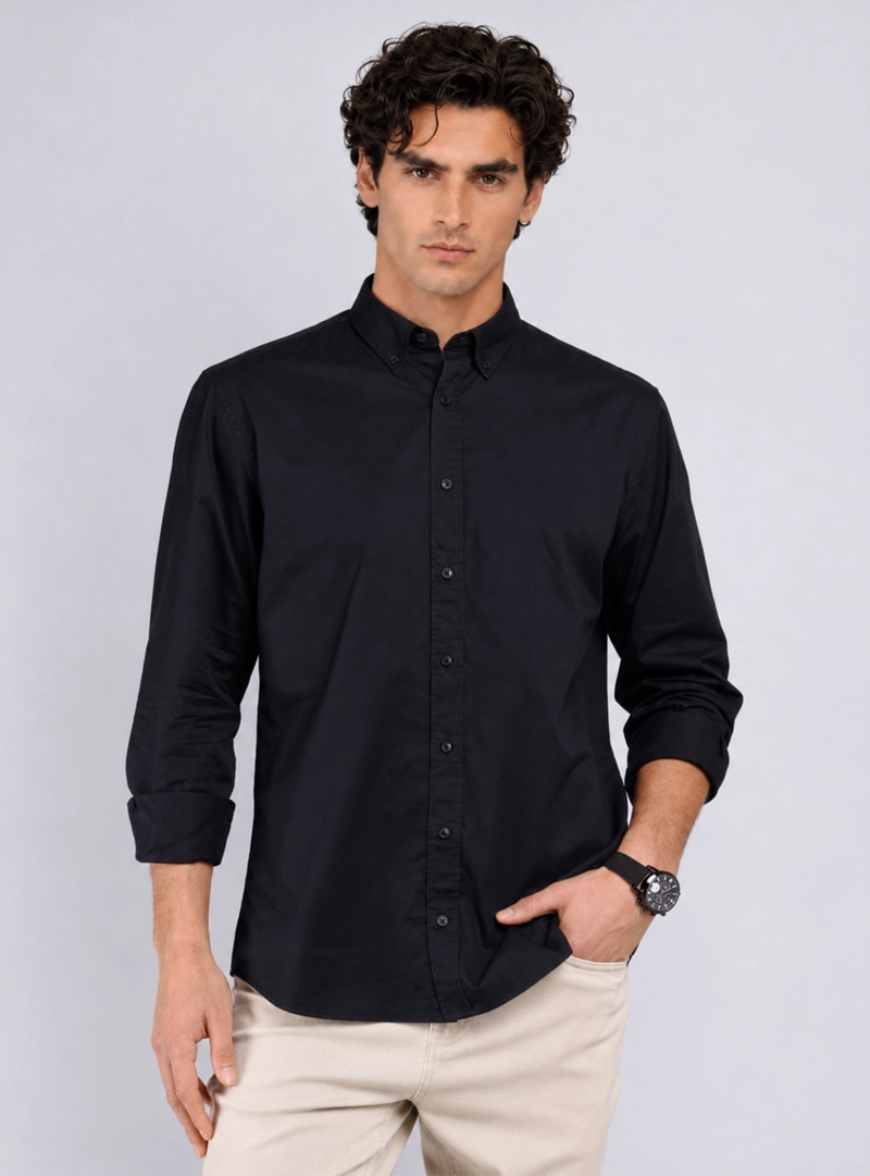 CAMISA HOMBRE ARROW CASUAL LISA MANGA LARGA ALGODON - 1