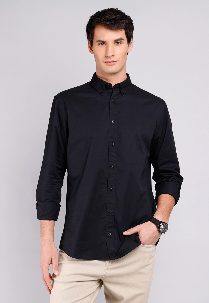 CAMISA HOMBRE ARROW CASUAL LISA MANGA LARGA ALGODON - 1