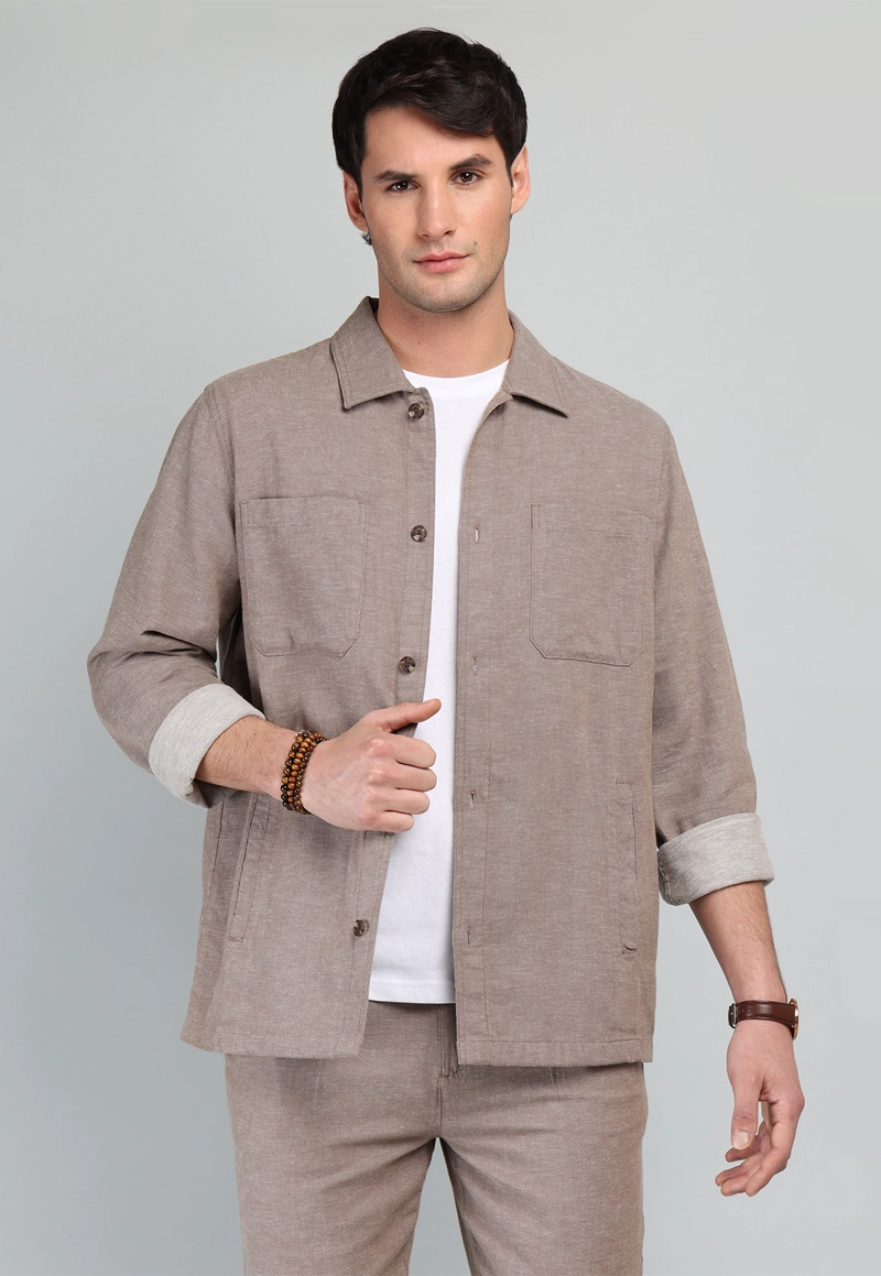 SOBRECAMISA DE ALGODON Y LINO ARROW - 1