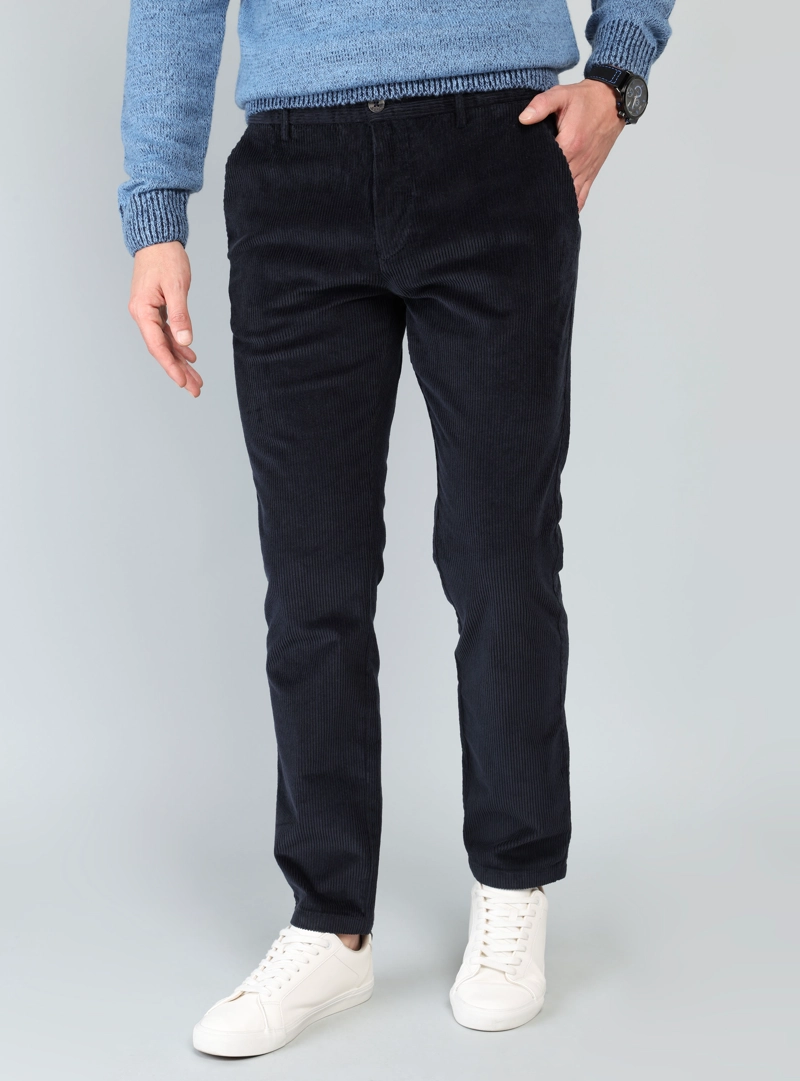 PANTALON COTELE SPANDEX REGULAR FIT AZUL MARINO ARROW - 1