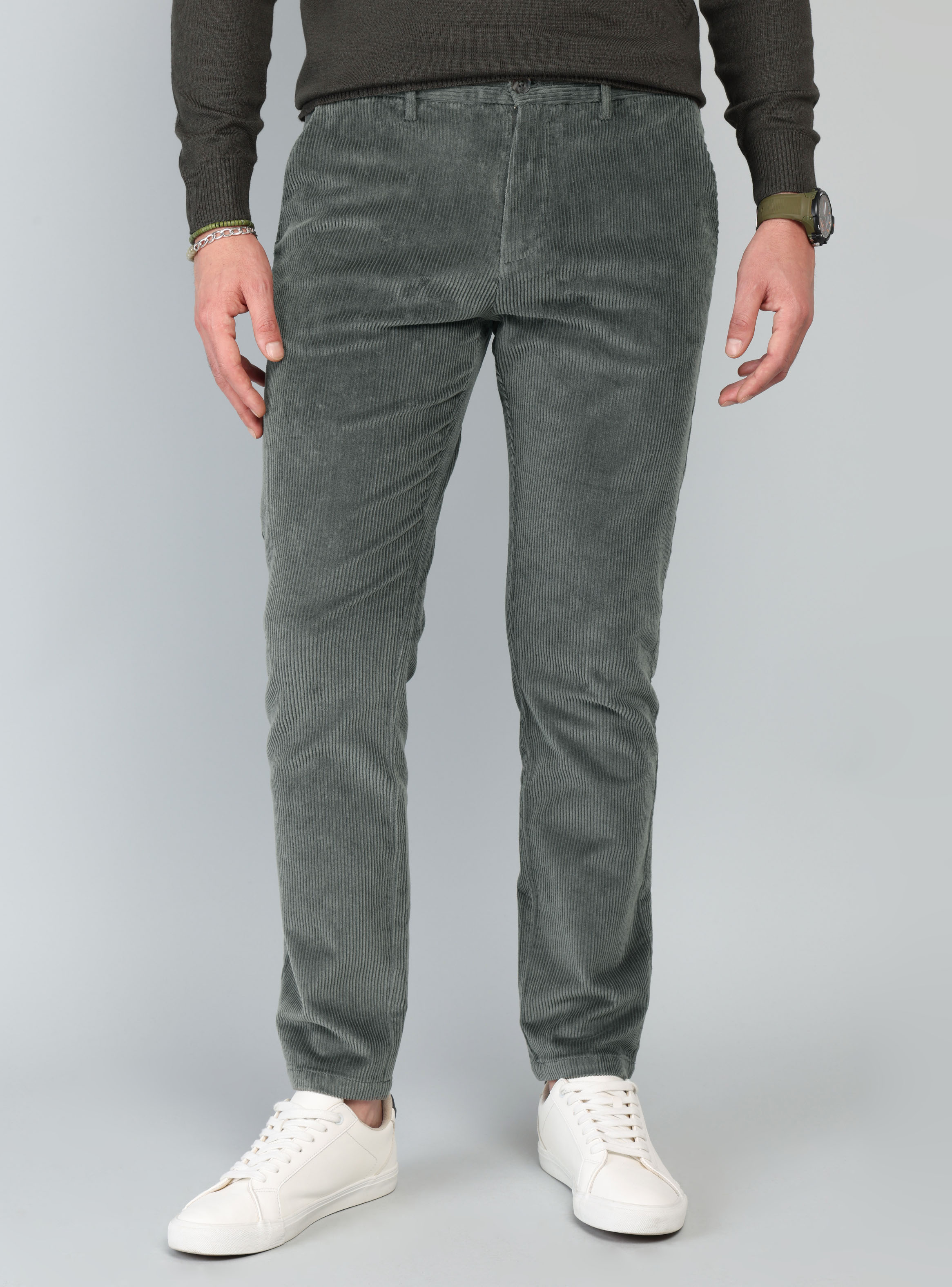 PANTALON COTELE  SPANDEX REGULAR FIT VERDE ARROW - 1