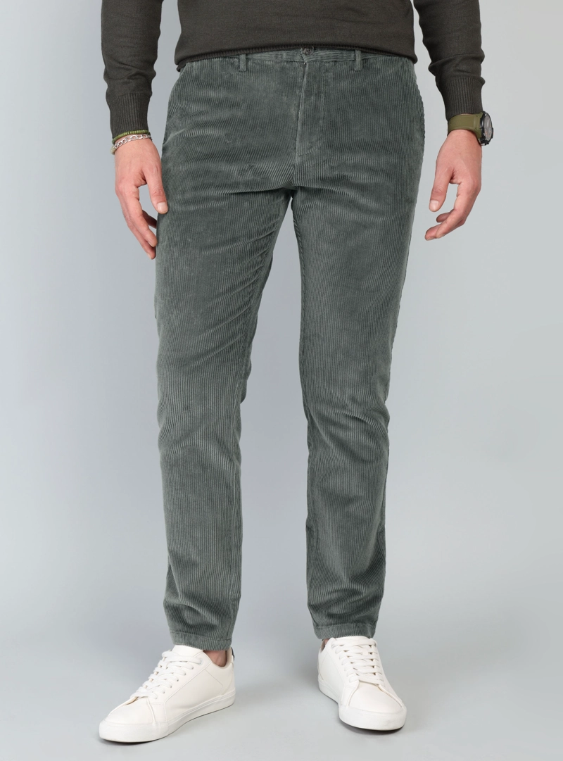 PANTALON COTELE  SPANDEX REGULAR FIT VERDE ARROW - 1