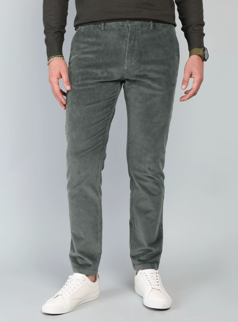 PANTALON COTELE SPANDEX REGULAR FIT VERDE ARROW - 1