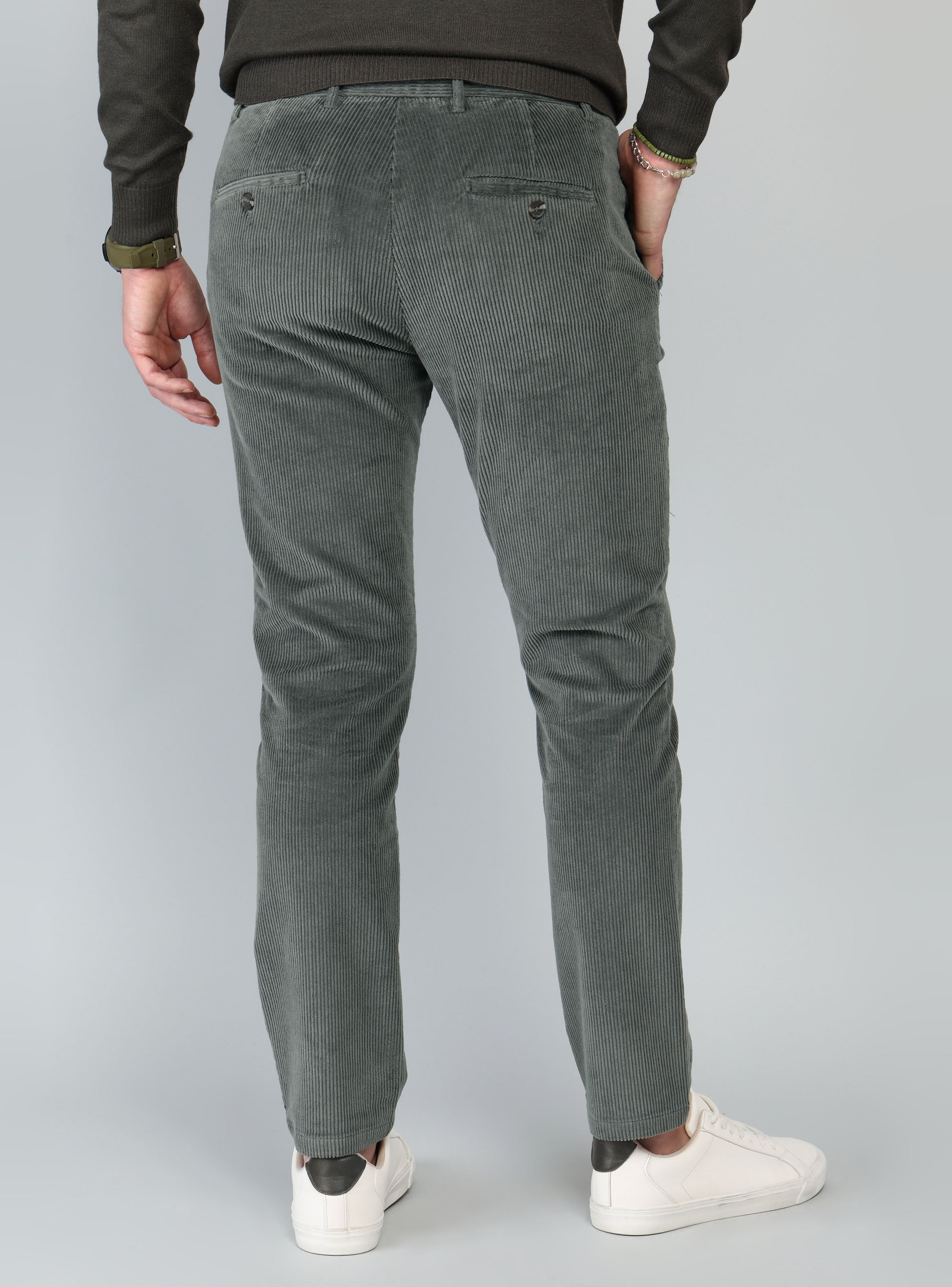 PANTALON COTELE  SPANDEX REGULAR FIT VERDE ARROW - 2
