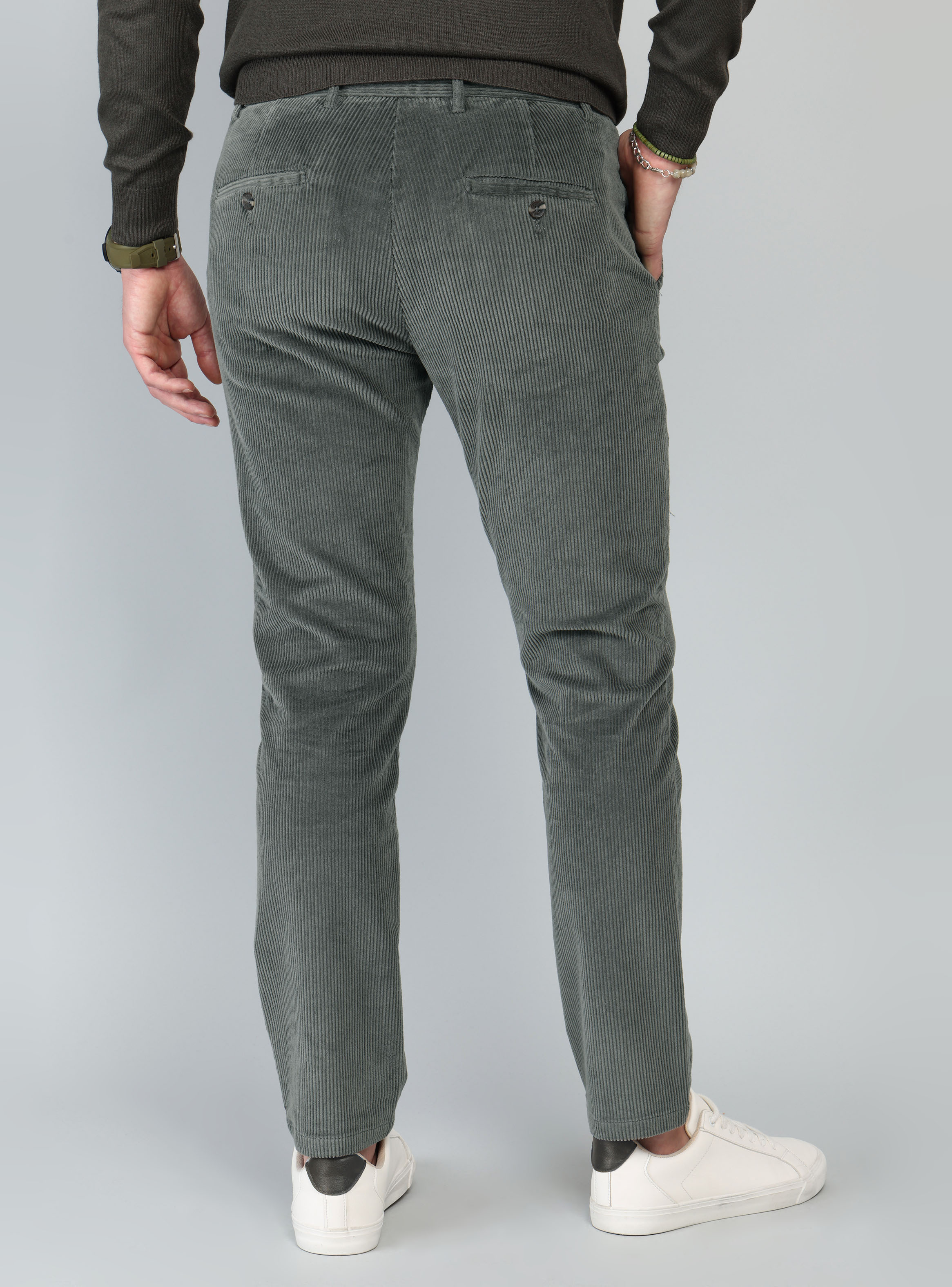 PANTALON COTELE  SPANDEX REGULAR FIT VERDE ARROW - 2