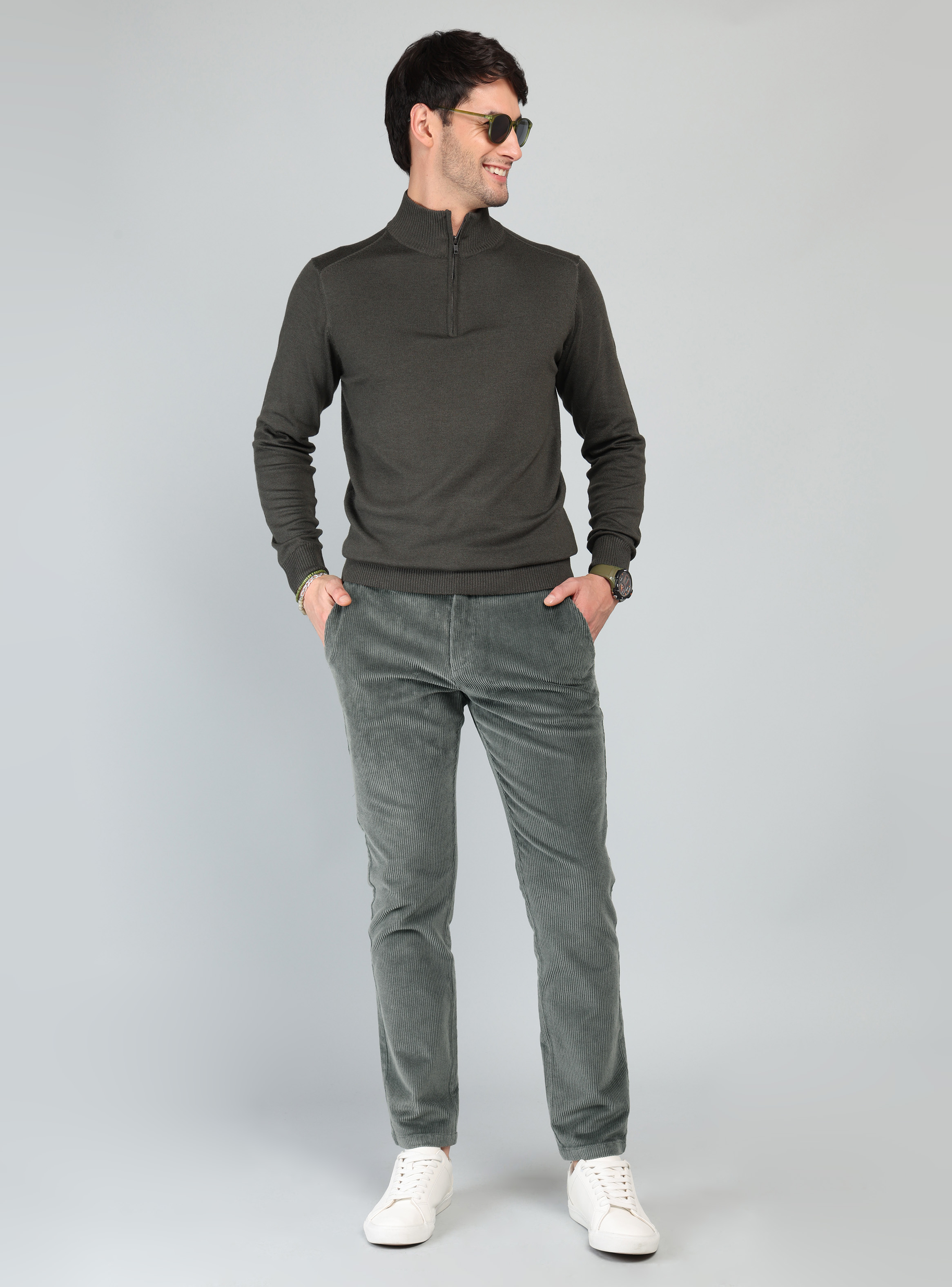 PANTALON COTELE  SPANDEX REGULAR FIT VERDE ARROW - 4