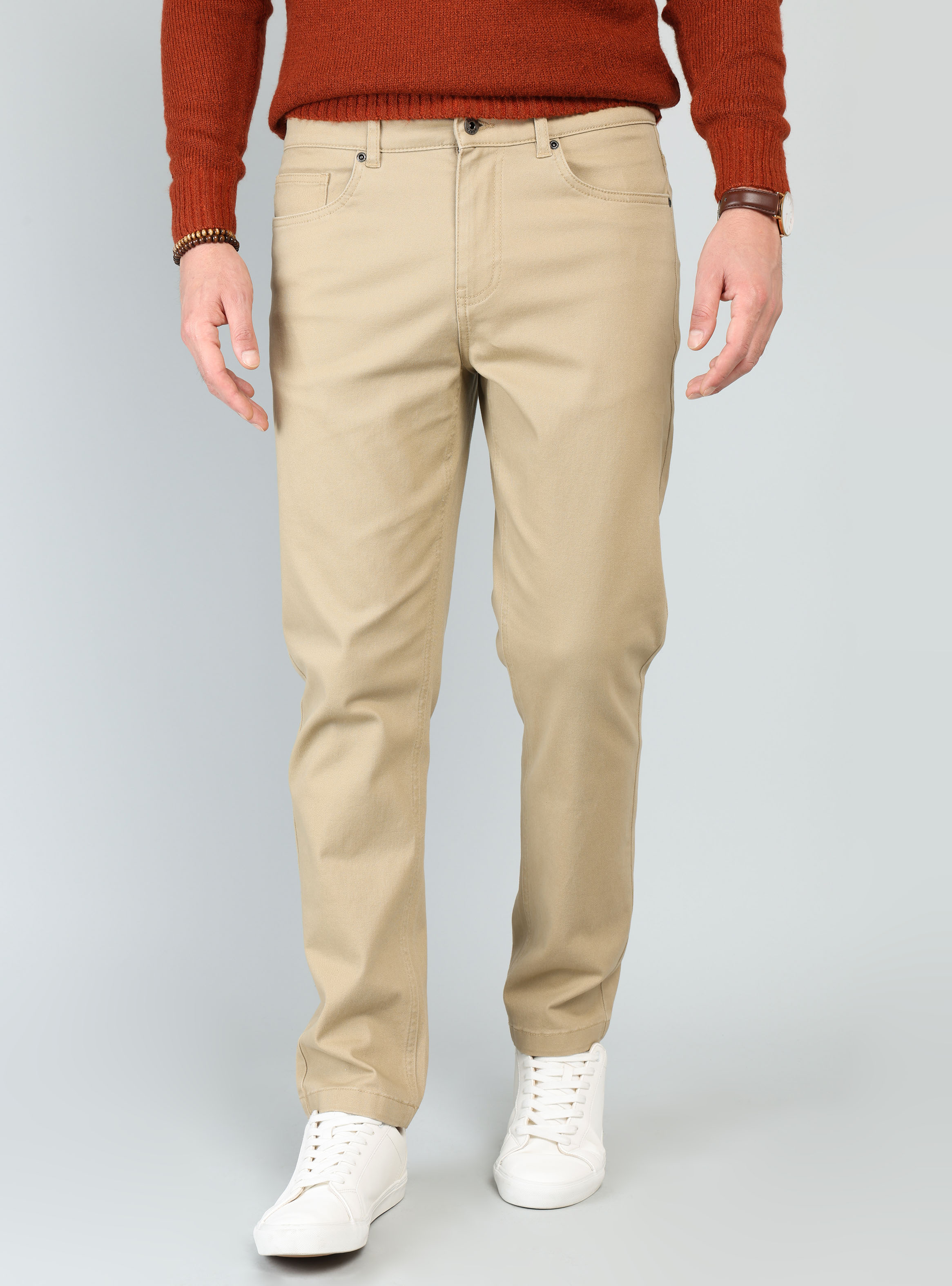 PANTALON 5 POCKET SPANDEX REGULAR FIT BEIGE ARROW - 1