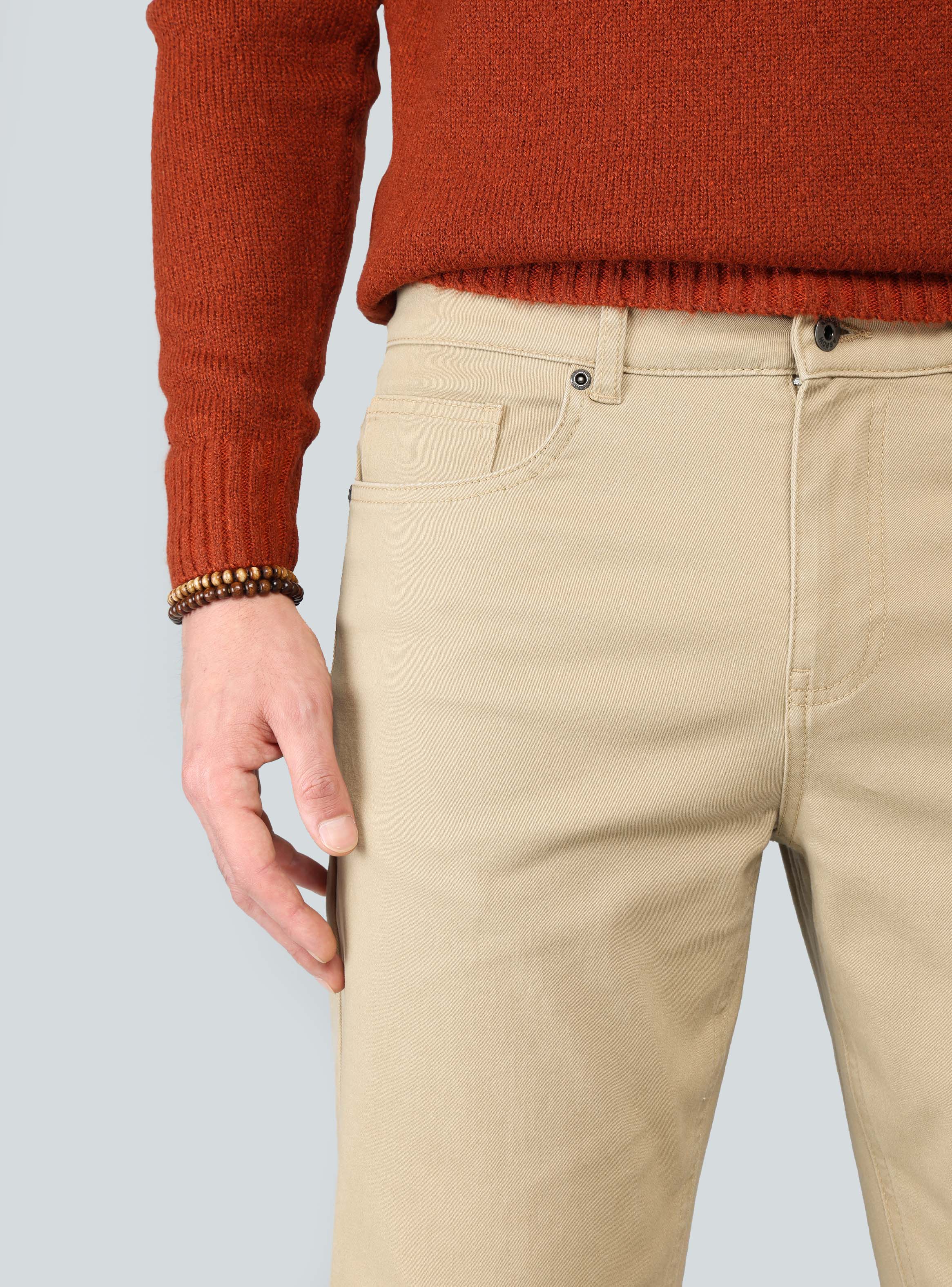 PANTALON 5 POCKET SPANDEX REGULAR FIT BEIGE ARROW - 3