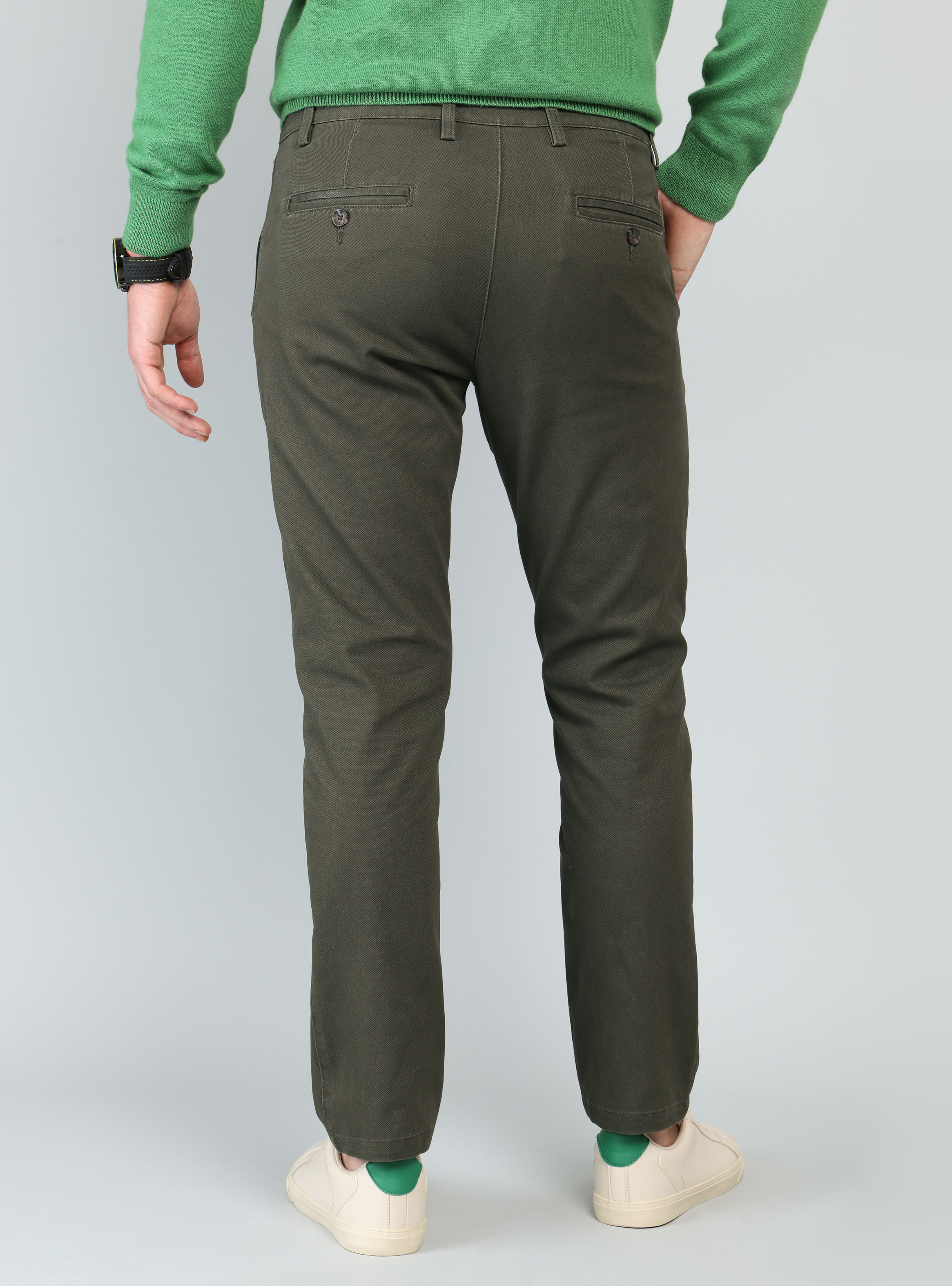 PANTALON LISO SPANDEX REGULAR FIT OLIVA ARROW - 2