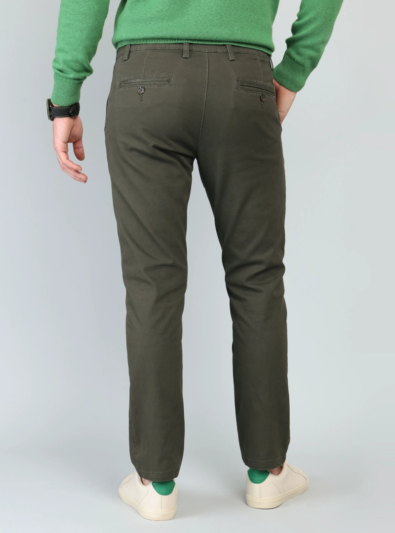 PANTALON LISO SPANDEX REGULAR FIT OLIVA ARROW - 2