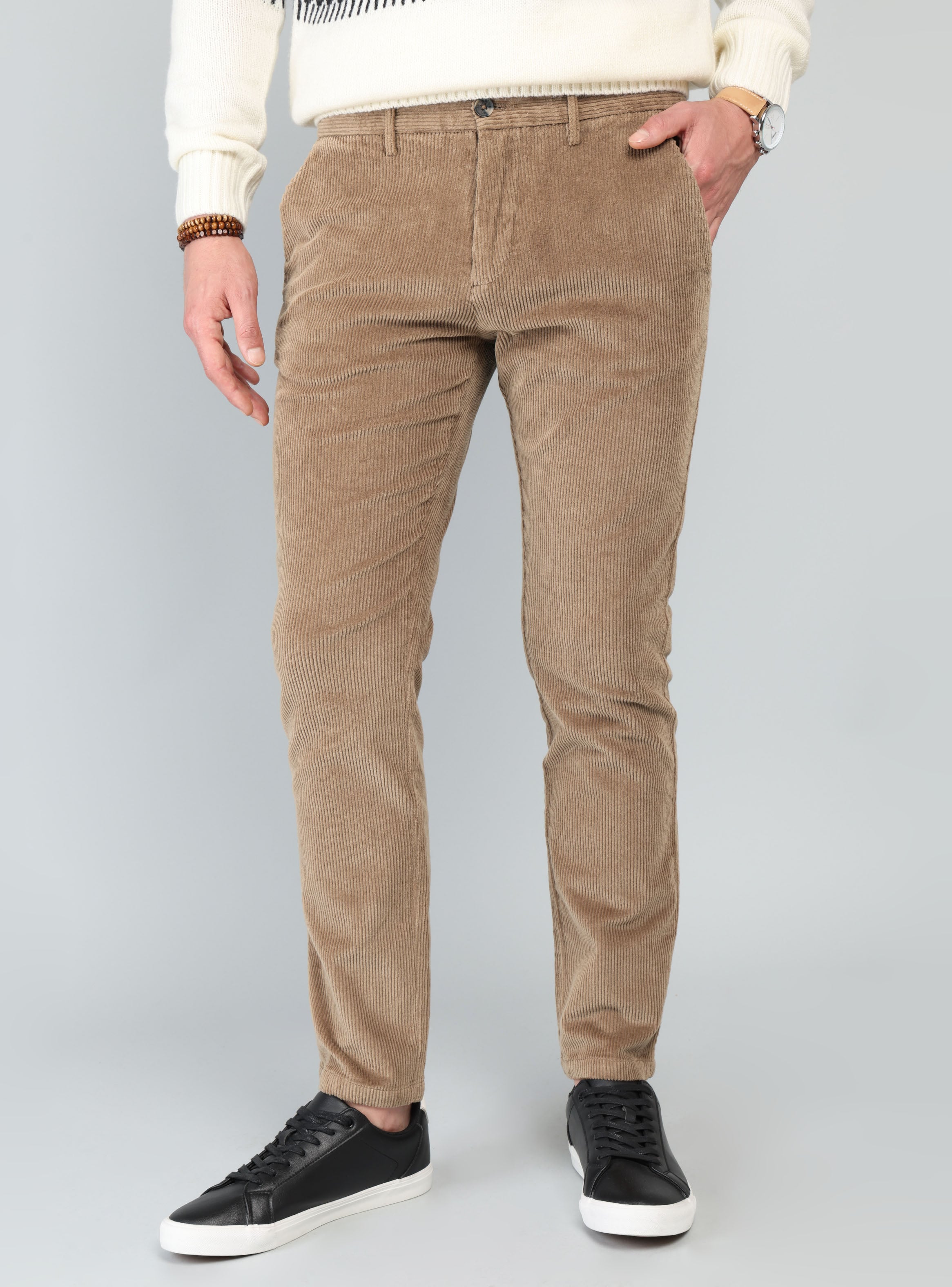 PANTALON COTELE  SPANDEX REGULAR FIT CAMEL ARROW - 1