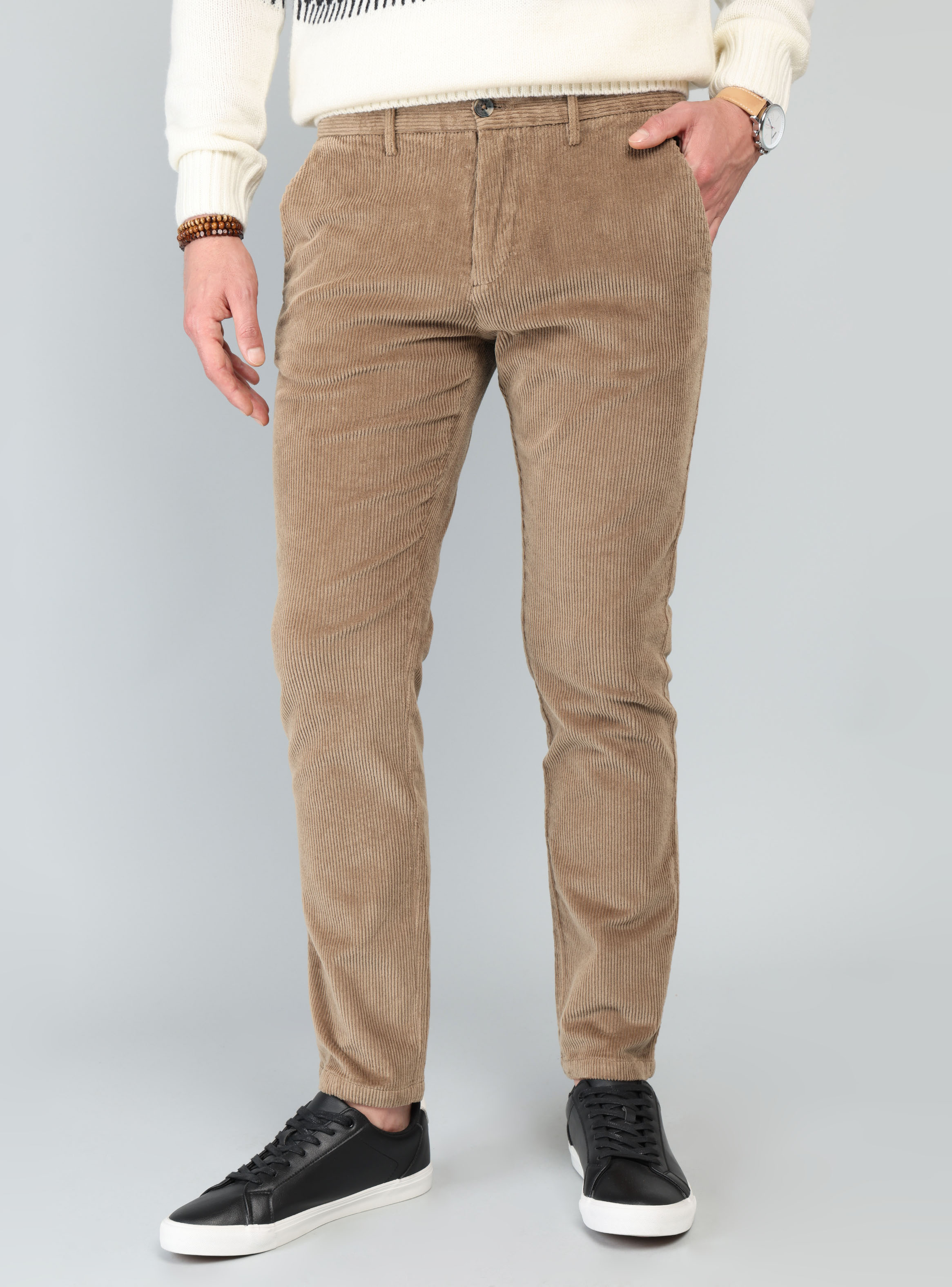 PANTALON COTELE  SPANDEX REGULAR FIT CAMEL ARROW - 1
