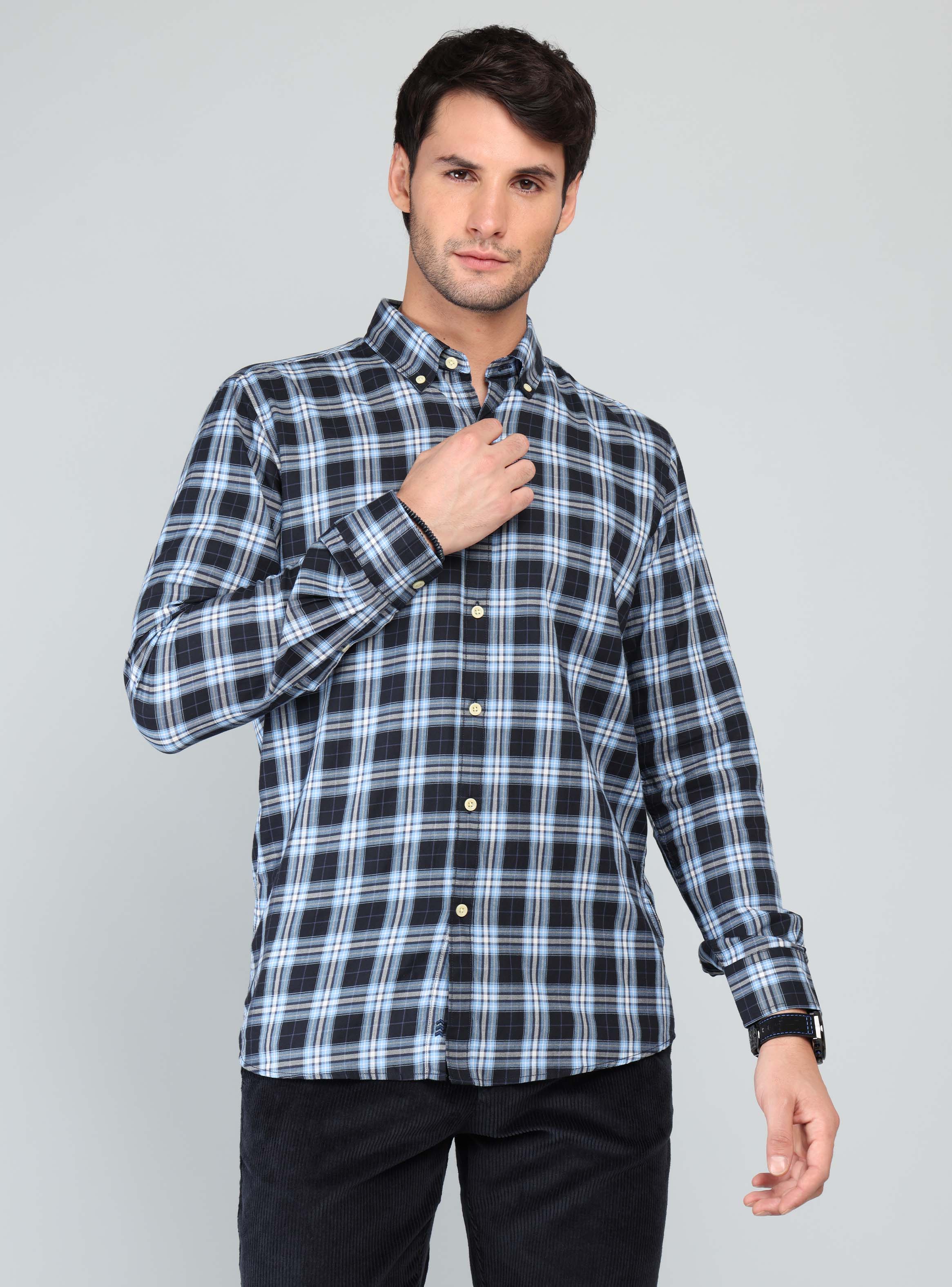 CAMISA A CUADROS REGULAR FIT AZUL MARINO ARROW - 1