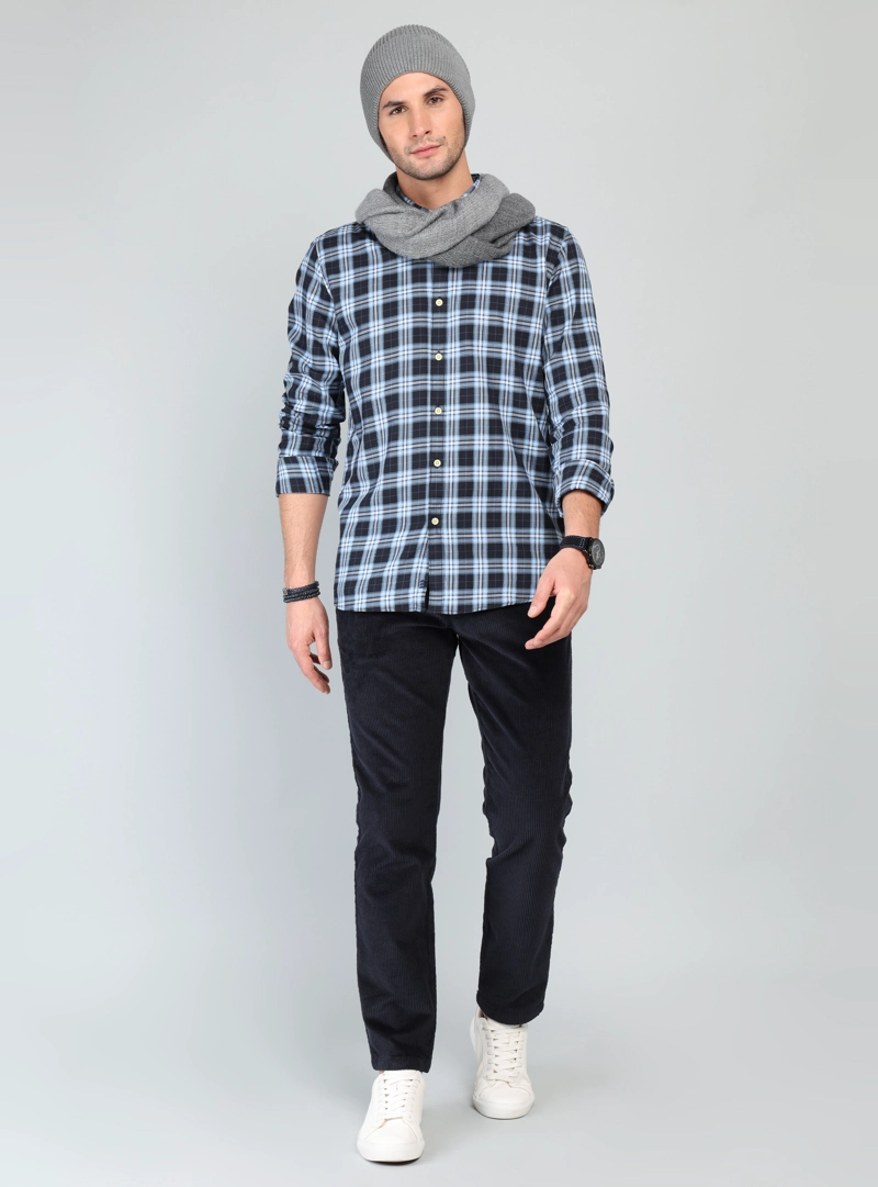 CAMISA A CUADROS REGULAR FIT AZUL MARINO ARROW - 4